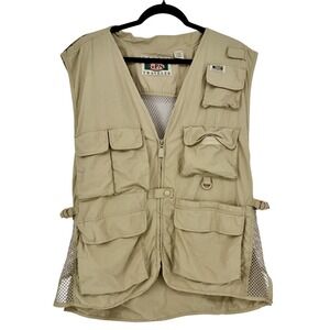 Global‎ Tracking System Men's Vest XL Tan Hunting Fishing Hiking Pockets Vented